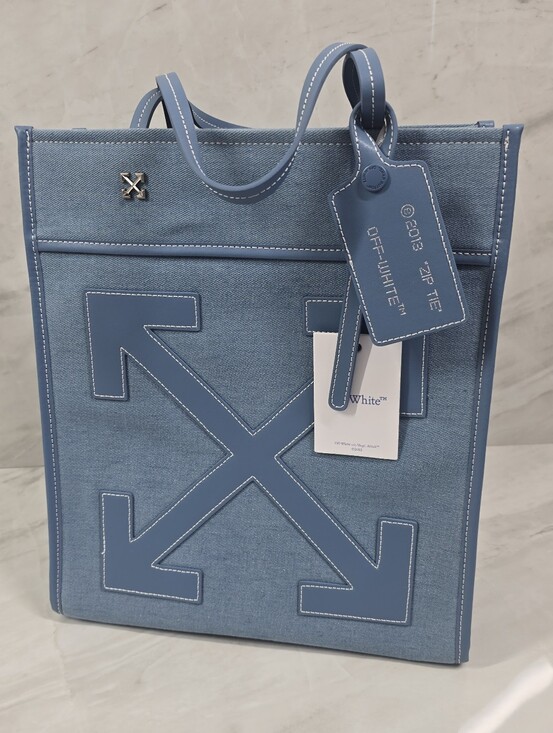 Off-White Handbags - Off-White Light Blue Arrow Canvas Messenger Tote